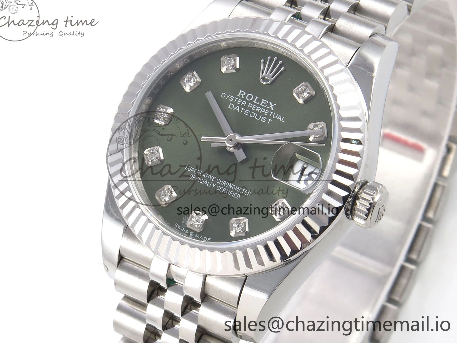 MiroTime 0428 Durable DateJust 31 278274 SS GMF 1:1 Best Edition 904L Steel Green Diamonds Dial on Jubilee Bracelet A 1163